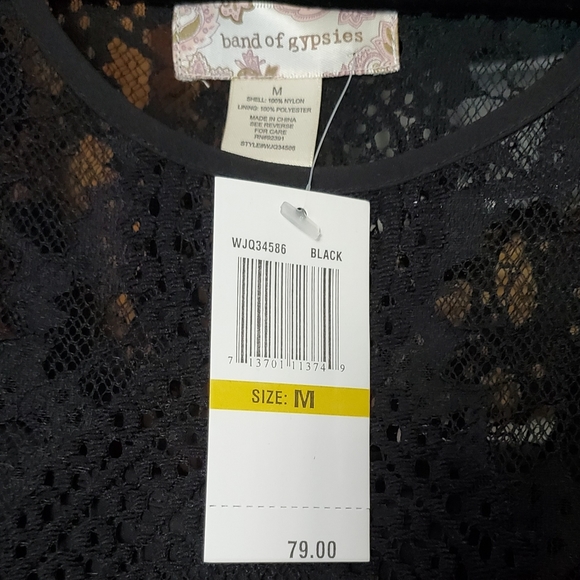 New $79 Band of Gypsies Sheer Lace Overlay Dress M - Picture 2 of 2